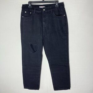 Tal Clothing Black High Rise Cropped Jeans W Heart Cutout 31